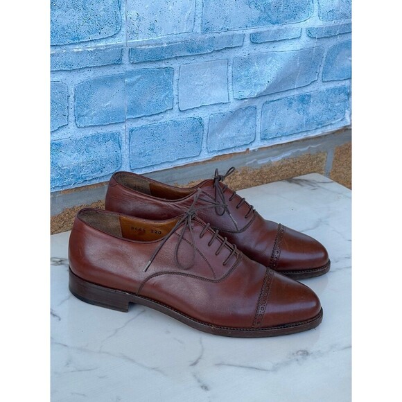 Salvatore Ferragamo Tramezza Men's cap toe brown made ITALY size 6.5 - Picture 1 of 10